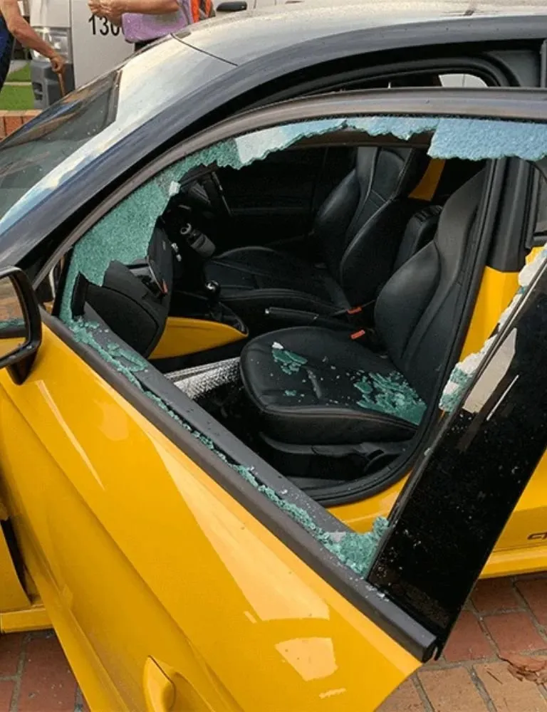 Broken Passenger Side Front Window Glass